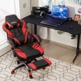 thumbnail image 4 of Gymax Chaise de Bureau pour Ordinateur Chaise de Jeu Réglable Pivotante avec Repose-Pieds Rouge, 4 of 10