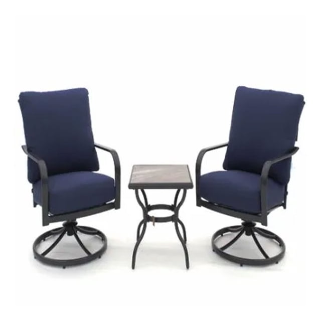 Four Seasons Courtyard Brookfield Ensemble de Conversation pour Patio de 3 Pcs à Assise Profonde, Bleu Marine