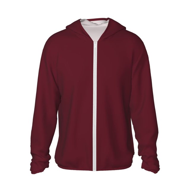 Lsque Maroon Pattern UPF 50+ Lightweight Sun Protection Men's Women's Long Sleeve Shirt, Hoodie Performance -Small