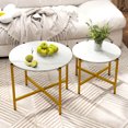 thumbnail image 4 of Costway Round Coffee Table Set of 2 21.5" & 25.5" Nesting Coffee Tables Circle End Table White, 4 of 10