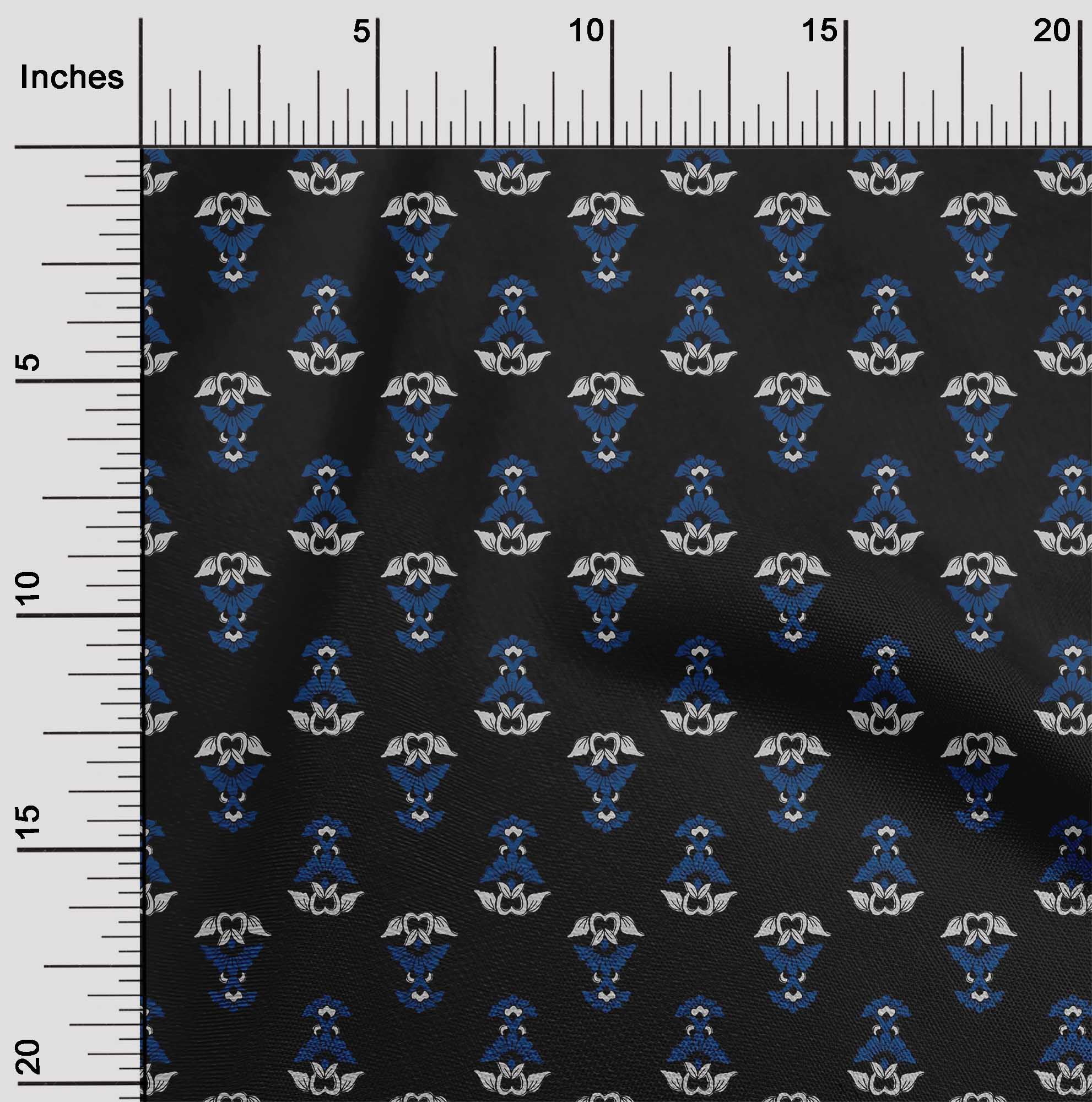 oneOone Cotton Silk Fabric Leaves & Floral Block Printed Craft Fabric BTY 42 Inch Wide