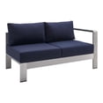 thumbnail image 1 of Modway Causeuse de Patio Extérieure en Tissu et Aluminium à Accoudoir Droit, Argent et Bleu Marine, 1 of 8