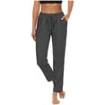 thumbnail image 2 of Jsaierl Women's Straight Leg Sweatpants Drawstring High Wasited Athletic Cropped Pants Solid Color Workout Jogger Sweat Pants with Pockets, 2 of 9