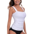 thumbnail image 4 of RELLECIGA Women's Bandeau Ruched Tankini Top Swimsuits, 4 of 7