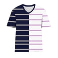 thumbnail image 3 of Plebaso Womens Plus Size V Neck T Shirts Short Sleeve Color Block Tee Summer Casual Loose Tops for Women, 3 of 4