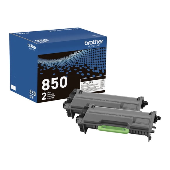 Brother Genuine High-Yield Black Toner Cartridge Twin Pack TN850 2PK, Model: TN8502PK