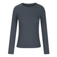 thumbnail image 4 of Dealovy Long Sleeve Shirts for Women Ribbed Knit Soft Crew Neck Basic Tight Tops Solid Casual Going out Tees, 4 of 5