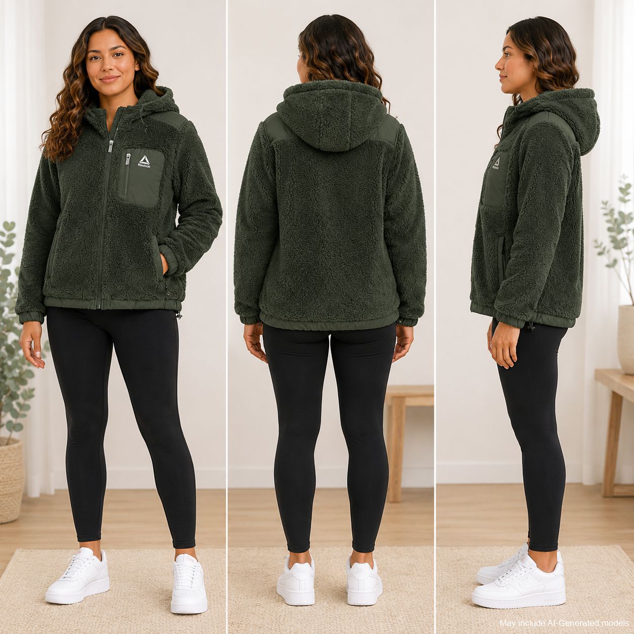 Molleton à capuchon en peluche Reebok pour femmes