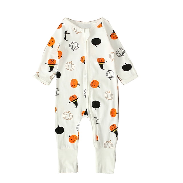 Combinaison Mode d'Halloween à Imprimé Citrouille pour Nouveau-Né Bébé Fille Garçon