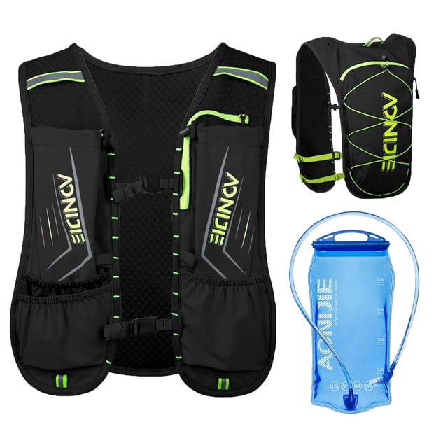 AONIJIE Sac à Dos d'Hydratation de Course avec Flasque Souple 2*500 ml et Vessie 1,5 L, Gilet d'Hydratation Ajustable et Léger pour Randonnée Cyclisme Course Marathon