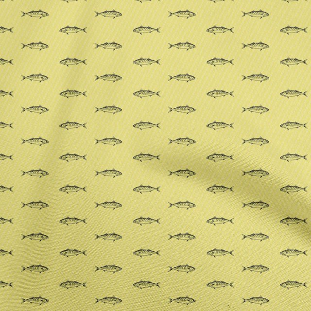 oneOone Velvet Yellow Fabric Fish Sewing Material Print Fabric By The Yard 58 Inch Wide
