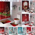 thumbnail image 3 of 4PCS Christmas Shower Curtain Set with 12 Hooks Christmas Shower Curtain Sets for Bathroom Non-Slip Rug  Toilet Lid Cover and Bath Mat   Snowman Shower Curtains, 3 of 5