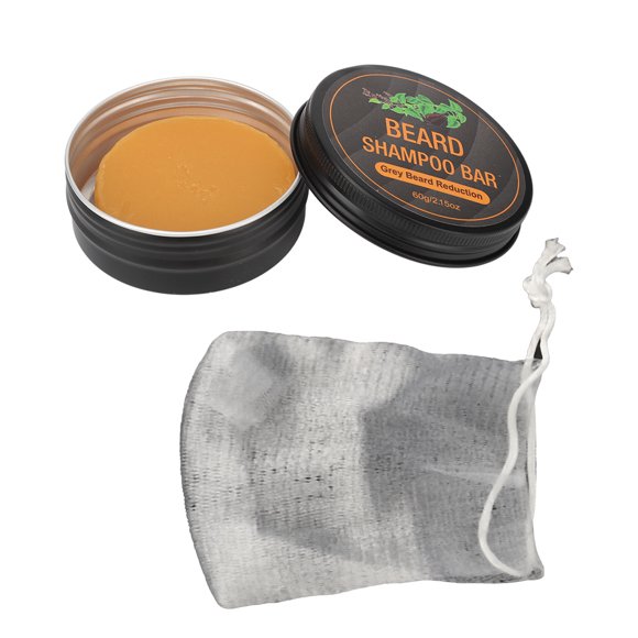 Beard Shampoo Bar Rich Foam Polygonum Multiflorum Beard Soap Shampoo Soap with Foaming Net for Gray Beard Reduction