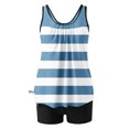 thumbnail image 4 of UPPADA 2 Piece Full Coverage Swimsuits for Women Floral Athleti Crewneck Bathing Suits High Waisted Tummy Control Modest Swimwear Comfy Tankini Top with Shorts Tankini Swim Tops Blue,Xl, 4 of 7