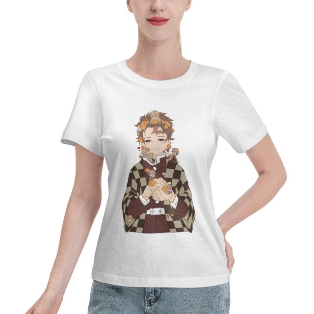 T-Shirt Basique à Manches Courtes pour Femmes Demon Slayer Blade Tanjiro