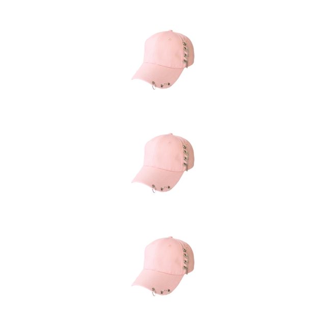 mmirethe Classic Baseball Hat With Ring Decor Adding Touch Of Style To Outfits Casual Chain Pink 3Set