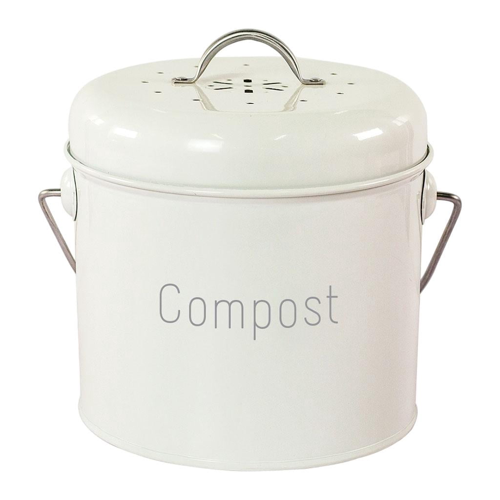 S SERENABLE Bac à Compost de Jardin 3 L pour Comptoir, Seau à Compost Intérieur, Bac à Compost, Blanc Laiteux