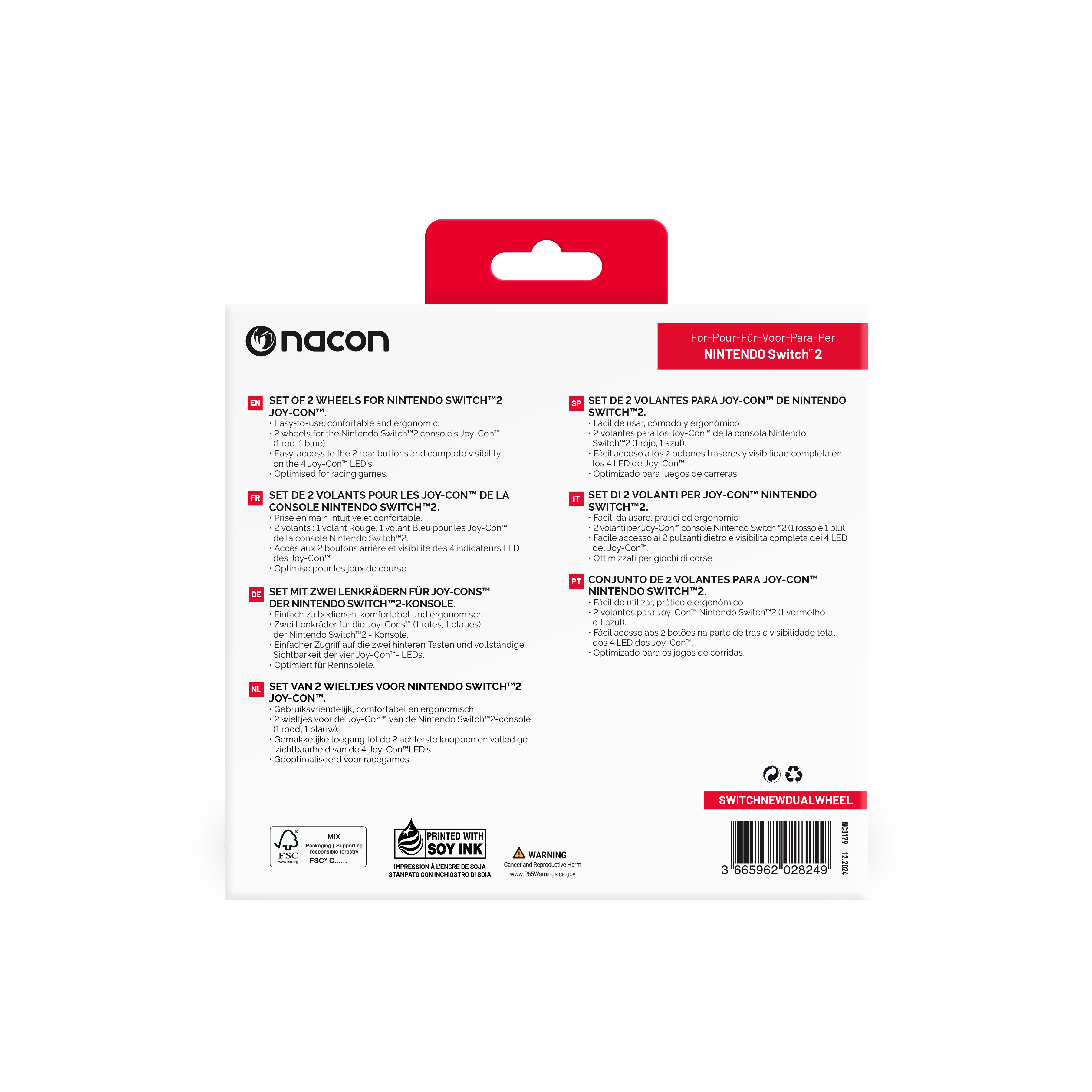 Nacon Set de 2 Volants pour Joy-Con pour Nintendo Switch 2
