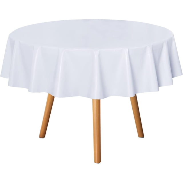 Nappe Ronde en Plastique Transparent - - Protège-Nappe en Vinyle PVC Anti-Déversement d'Huile, Essuyable, Housse de Table pour Tables à Manger, Fêtes, Camping, Cristal Clair