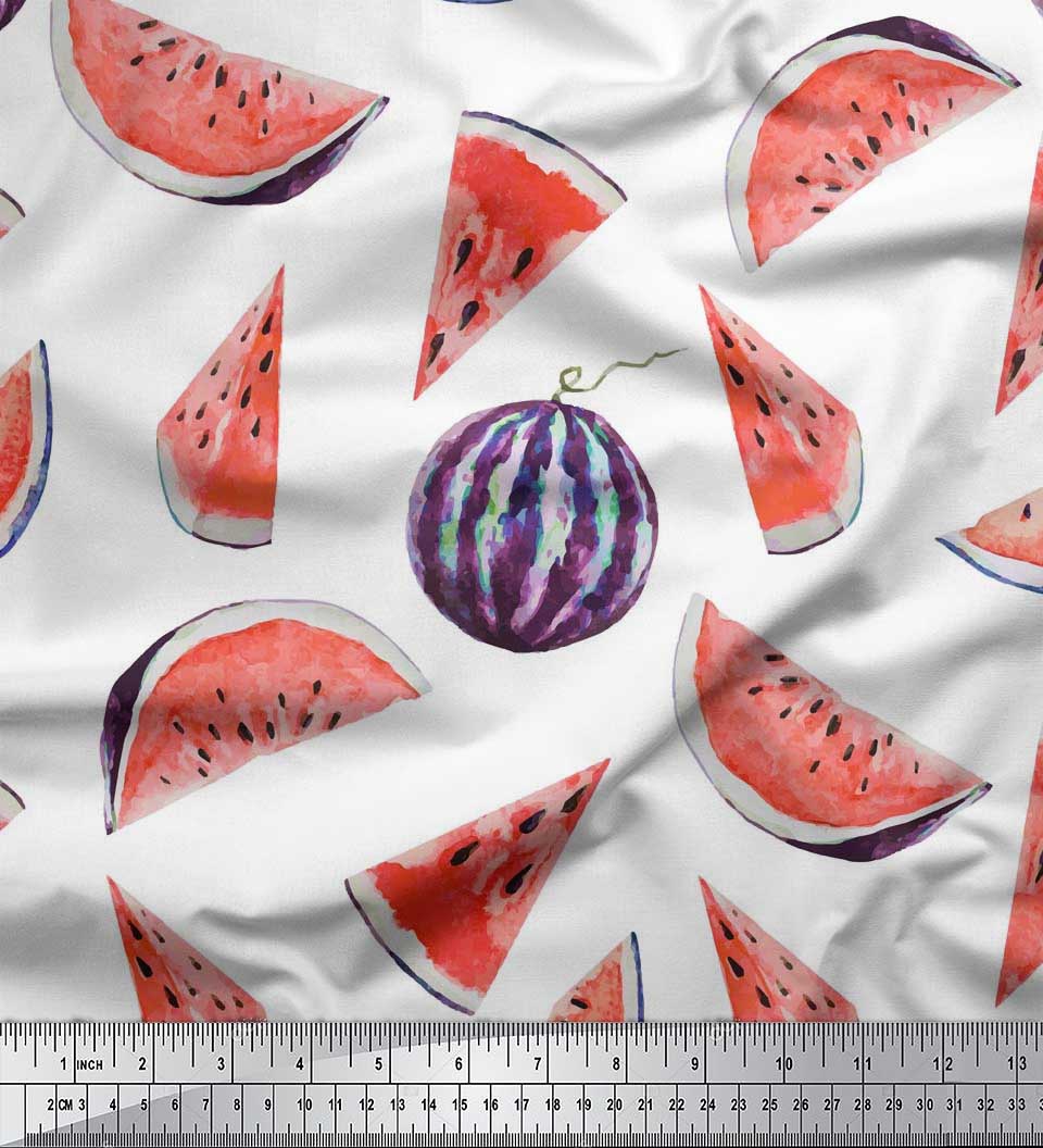 Soimoi Rayon Fabric Watermelon Fruits Print Fabric by Yard 56 Inch Wide
