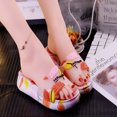 thumbnail image 1 of CAROOTU Thick Sole Slippers High Platform Shoes PVC Flip Flop Bright Color Leaves Design Anti-Slip for, 1 of 6