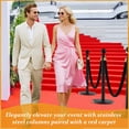 thumbnail image 2 of Superior Crowd Control Barrier Set – Stainless Steel Stanchion Posts with Crimson Soft Ropes and 26FT Red Carpet – Outdoor Decorative Fence for Parties, Weddings, Events – Silver/Gold Poles – 8pcs, 2 of 7