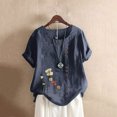 thumbnail image 2 of EQWLJWE Chemises pour Femmes Liquidation T-Shirts pour Femmes Femmes Manches Courtes Décontracté Col Rond Imprimé Ample Tunique à Boutons Chemise Blouse Hauts, 2 of 5