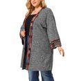 thumbnail image 4 of GRACE & GRANDEUR Women's Plus Size Fall Kimono Boho Open Front Midi Cardigan, 4 of 7