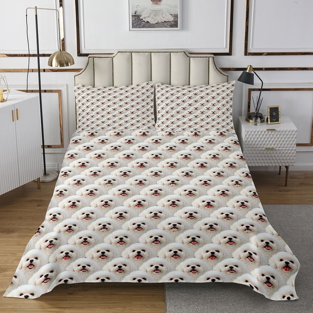 Erosebridal Pet Dogs Coverlet Set King,Kawaii Cartoon Bedding Set,Animal Decor,Ultra Soft,3 Pieces