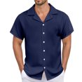 thumbnail image 1 of Men's Casual Linen Shirt - Cuban Collar, Button Down, Breathable Material, Perfect for Summer & Vacation, 1 of 5