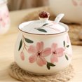 thumbnail image 2 of Pink Cherry Blossom Pattern Sugarr Bowl With Lid , Sugar Pot With Spoon, Ceramic Spice Jars, Kitchen Decoration-Cherry Blossoms-350ml, 2 of 4