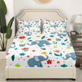 thumbnail image 3 of YST Elephant Sheet Set Queen Sheets For Girls Kids Cute Flower Animal Bed Sheet Set, Cartoon Zoo Animal Bedding Set Botanical Flower Pattern 3D Animal Flat Fitted Sheet With 2 Pillowcases, 3 of 5