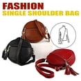 thumbnail image 3 of Leather Round Shoulder Bag Versatile Travel Purse for Work and Party Outings, 3 of 6