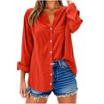 thumbnail image 4 of Wensltd Chemises à Manches Longues Col en V pour Femmes Tunique en Lin Ample avec Poche, 4 of 6