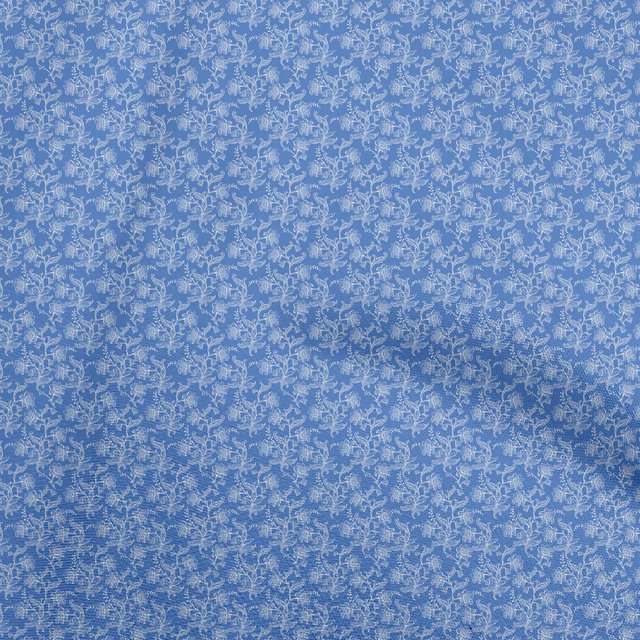 oneOone Cotton Silk Blue Fabric Toile Sewing Craft Projects Fabric Prints By Yard 42 Inch Wide