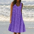 thumbnail image 2 of Mrat Robe Courte à Imprimé Floral pour Femmes, Tenue d'Intérieur, Col Rond, Sans Manches, Grande Taille, Robe de Nuit, Robes Hawaïennes P-108 Violet 3TG, 2 of 8
