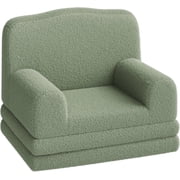 2-in-1 Kids Convertible Sofa Chair Teddy Fleece Fold-Out Toddler Couch Lounger with Washable Cover Soft Children’s Sofa Bed for Playroom Nursery Bedroom Gift