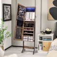 thumbnail image 4 of Costway Jewelry Cabinet Armoire Full Length Frameless Mirror Lockable with Lights Rustic Brown, 4 of 10