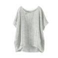 thumbnail image 1 of Hot Sale!!Women's Summer Short Sleeve Solid Casual Loose Linen Top, 1 of 3