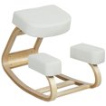 thumbnail image 1 of HOMCOM Ergonomic Kneeling Chair, Wood Kneel Stool, Cream White, 1 of 10