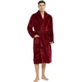 thumbnail image 1 of U2SKIIN Mens Fleece Robe, Soft Warm Long Plush Shawl Collar Fleece Bathrobe,(Dark Red,S-M), 1 of 5