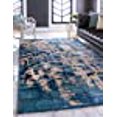 thumbnail image 3 of Unique Loom Tapis de Calligraphie Abstrait Mystique 5' x 8' Rectangle Bleu Marine/gris, 3 of 10