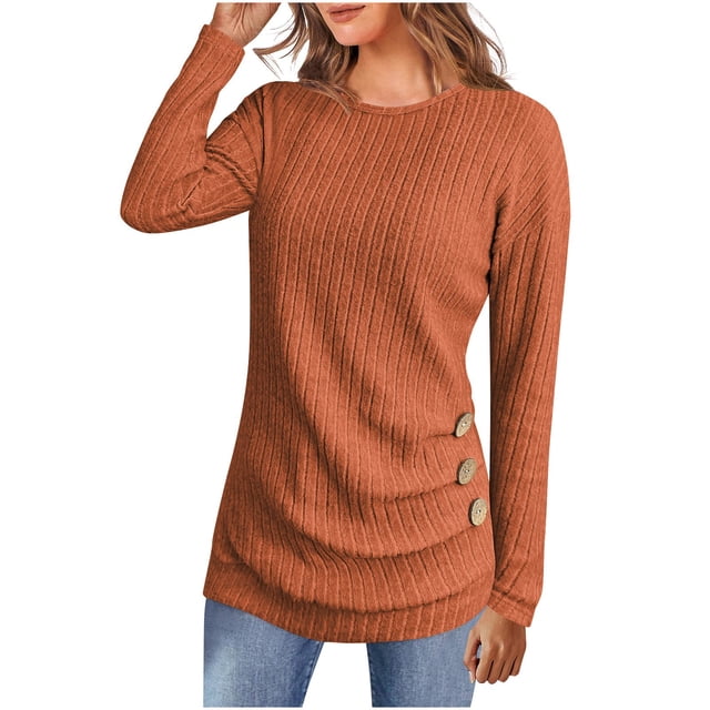 Women's Ribbed Sweater Set 2025 - Long Sleeve Tunic Leggings | Button Front Knit Pullover