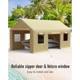 thumbnail image 3 of Lot de 2 Portes à Fermeture Éclair Robustes pour Abri d'Auto Ou Garage Extérieur – Bâche 220 g – Imperméable, Coupe-Vent, Résistante aux UV, Remplacement – Convient aux Abris 13 Pieds x 20 Pieds-25 Pieds – (Portes Seulement), 3 of 5