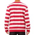 thumbnail image 3 of INSPIRE CHIC Chandails en Molleton pour Hommes Rayures Contrastées Col Rond Manches Longues Coupe Régulière Chandail Chandail en Molleton L Rouge Blanc, 3 of 6