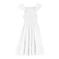 thumbnail image 4 of FFENYAN Robe d'Été pour Filles Couleur Unie Col Carré Sans Manches à Volants Robe Mini Parfaite pour Fêtes Rendez-Vous et Usage Quotidien pour 3-13 Ans, 4 of 9