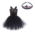 thumbnail image 1 of LUOGENLI Robe Tutu pour Tout-Petites Filles, Bretelles, Justaucorps de Ballet en Tulle Brillant pour Danse, Robe pour Filles Tendance avec Poches, Noir, 6-7 Ans, 1 of 8