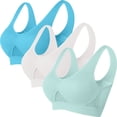 thumbnail image 1 of Yuyuzo 3 Pack Sports Bras for Women High Support Wirefree Bra Plus Size Mesh Quick Drying Push up Bras, 1 of 5