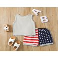 thumbnail image 2 of Ensemble Deux Pièces pour Bébé Fille Garçon Débardeur Sans Manches Col Rond Élastique Rayé Étoile Shorts d'Été, 2 of 6