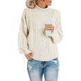 thumbnail image 1 of EGNMCR Chandails pour Femmes Femmes Décontracté Uni Manches Longues Épais Tricot Chandail Col Roulé Manteau, 1 of 1